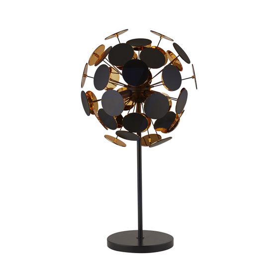 Discus 3Lt Table Lamp - Black Metal, Black &amp; Gold PC Discs