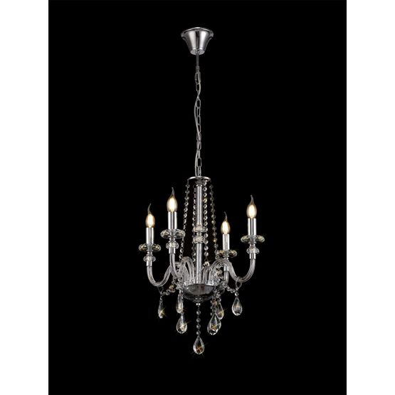 Gabriella Chandelier Pendant, 4 Light E14, Polished Chrome/Clear Glass/Crystal