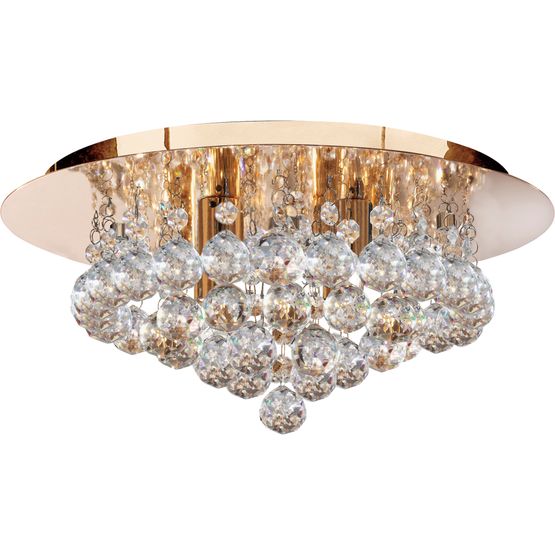 Hanna 4Lt Flush - Gold Metal &amp; Clear Crystal