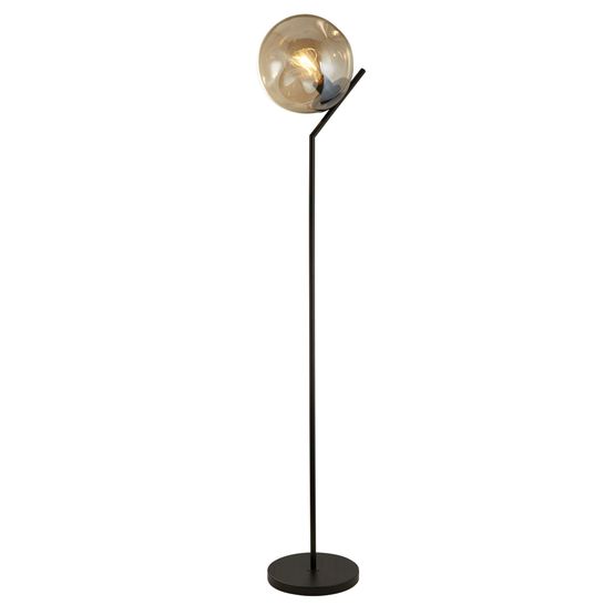 Punch Floor Lamp - Black Metal &amp; Champagne Punched Glass
