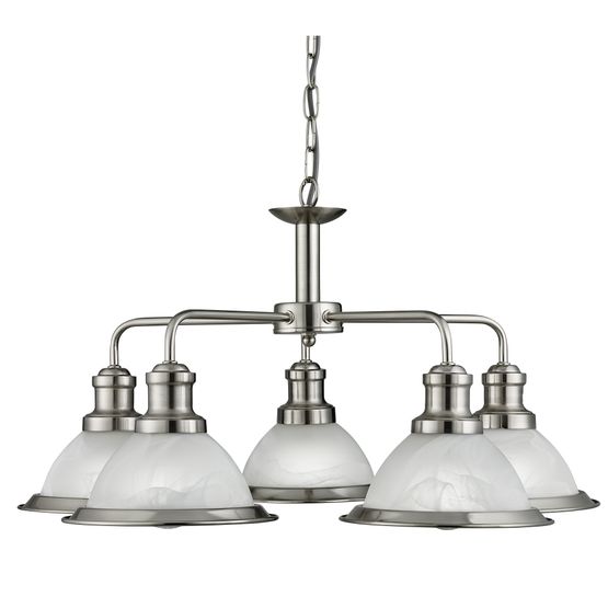 Bistro 5Lt Pendant - Satin Silver &amp; Glass