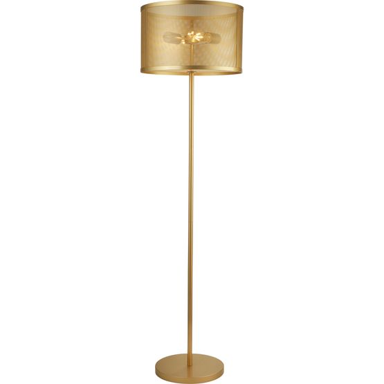 Fishnet Floor Lamp - Gold Metal &amp; Mesh Shade