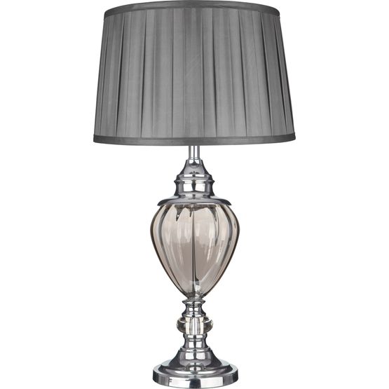 Greyson Table Lamp - Chrome, Smoked Glass &amp; Pewter Shade