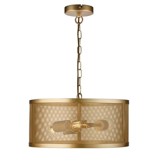 Fishnet 3Lt Pendant - Matt Gold Metal &amp; Mesh Shade