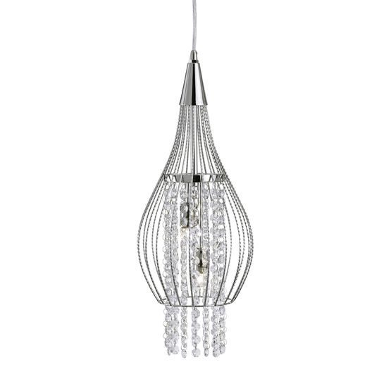 Rocket 2Lt Pendant - Chrome Metal &amp; Crystal
