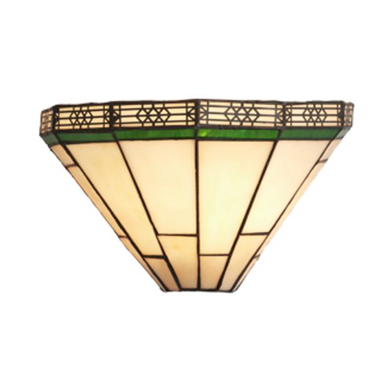 New York Wall Light - Brass Metal &amp; Stained Glass