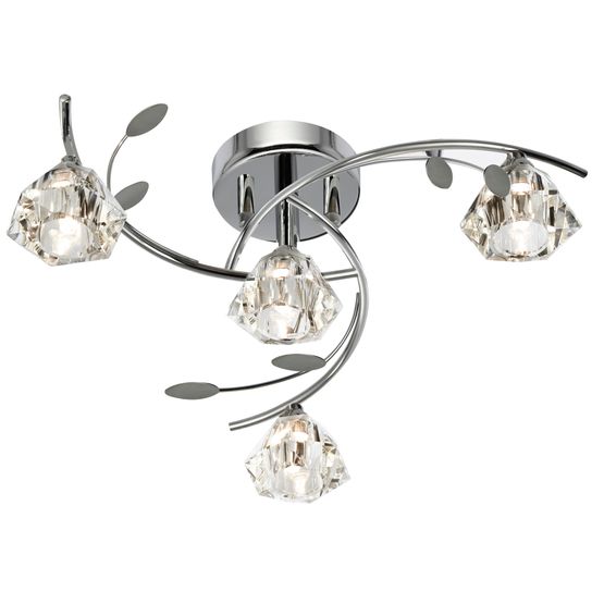 Sierra 4Lt Semi-Flush - Chrome &amp; Clear Glass