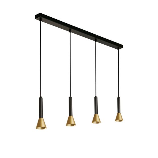 Signal 4Lt Bar Pendant - Black &amp; Gold Metal