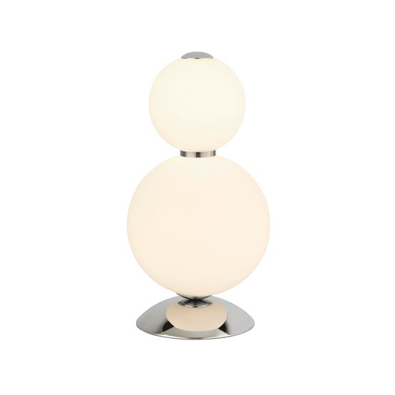 Snowball Table Lamp - Chrome Metal &amp; Opal Glass