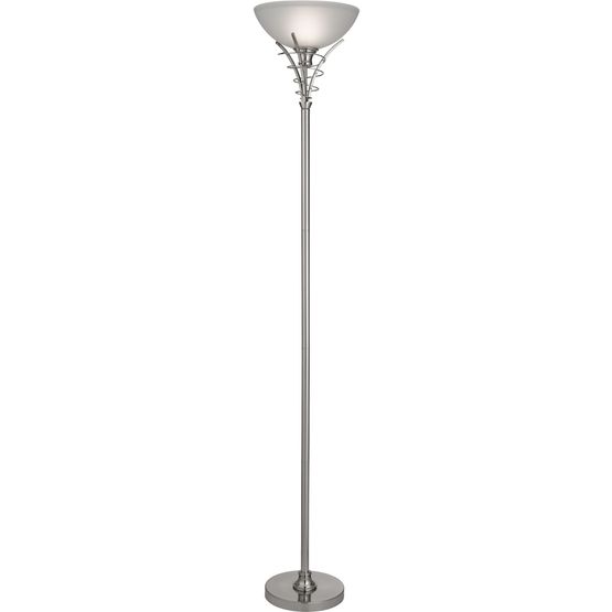Linea Uplighter Floor Lamp - Satin Silver &amp; Acid Glass