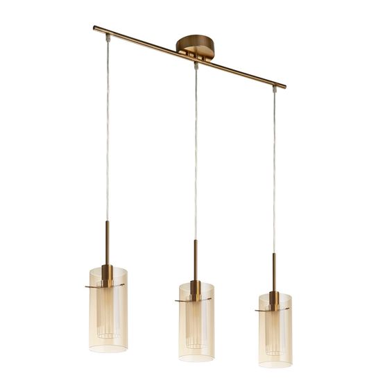 Duo III 3Lt Bar Pendant - Bronze Metal &amp; Champagne Glass
