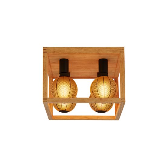 Square 4Lt Flush - Natural Wood &amp; Black Metal