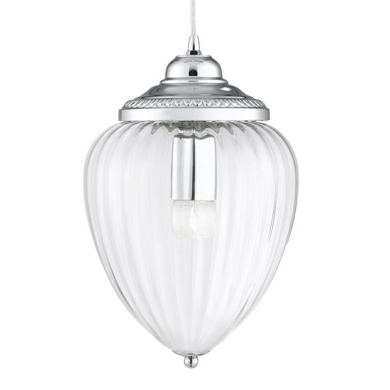 Moscow Pendant - Chrome Metal &amp; Ribbed Glass