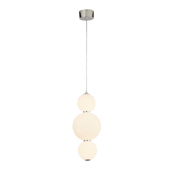 Snowball 3Lt Pendant - Chrome Metal &amp; Opal Glass