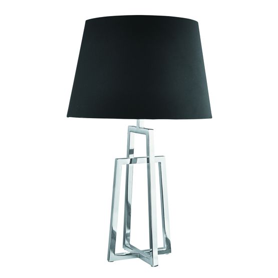 York Table Lamp - Chrome Base &amp; Black Tapered Shade