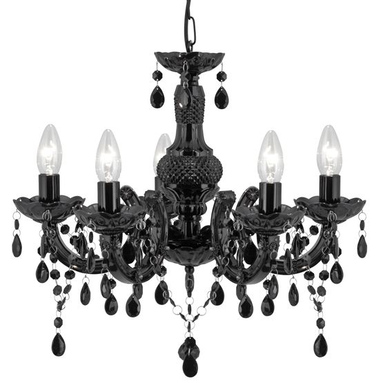 Marie Therese 5Lt Pendant - Black Glass &amp; Acrylic