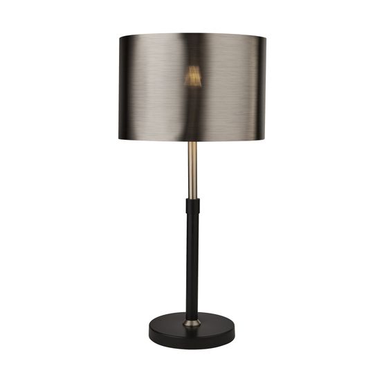Rachel Table Lamp- Black, Silver, Chrome Metal &amp; Black Shade