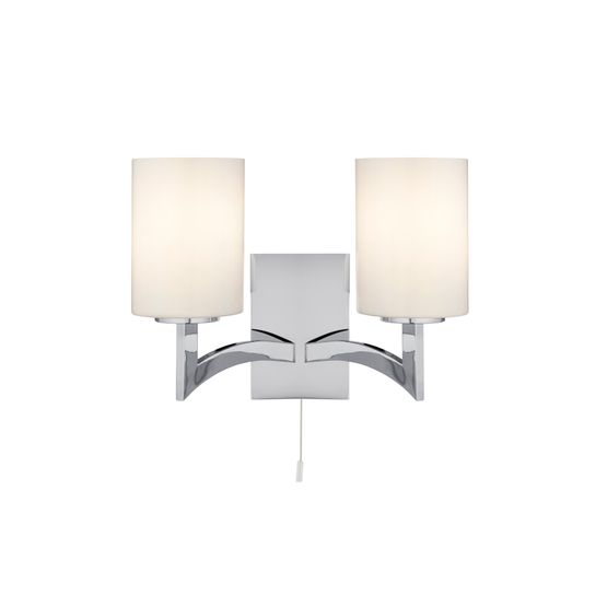Gina 2Lt Wall Light - Chrome &amp; White Glass Shades