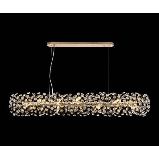 Belah Oblong Linear Pendant 14 Light G9 French Gold/Crystal