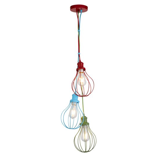 Novelty 3Lt  Multi-Coloured Metal Pendant Light