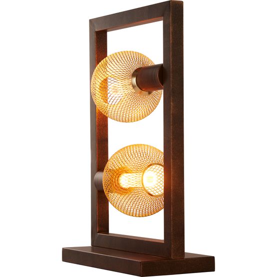 Oblong 2Lt Table Lamp - Rustic Brown Metal