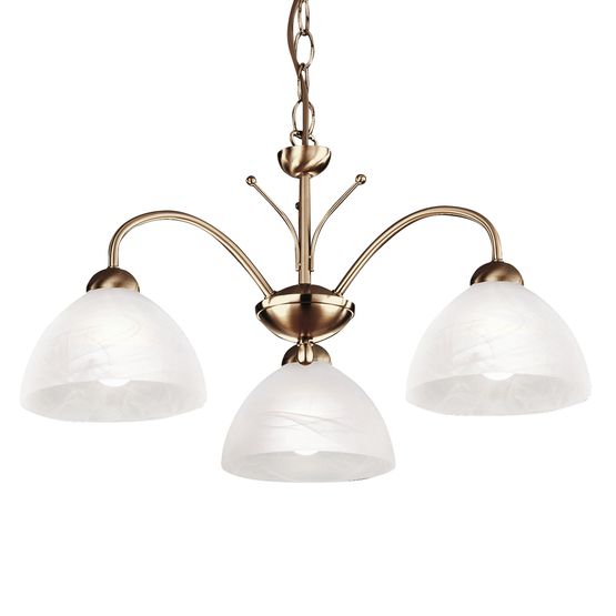 Milanese 3Lt Pendant - Antique Brass Metal &amp; Alabaster Glass