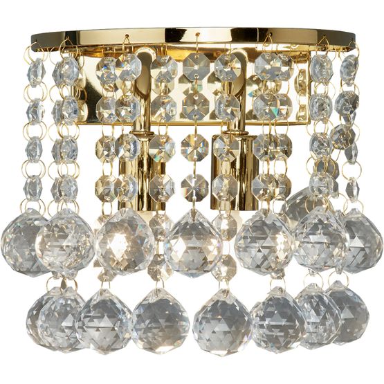 Hanna 2Lt Wall Light - Gold Metal &amp; Clear Crystal