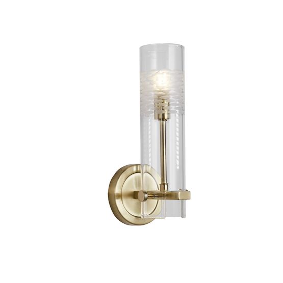 Scope Bathroom Wall Light - Satin Brass &amp; Clear Etched Glass
