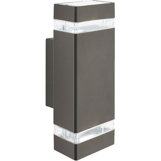 Sheffield Outdoor Wall Light - Grey Metal, Glass &amp; Polycarb