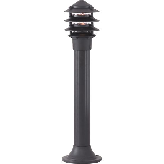 Bollards Outdoor Post - Black Metal &amp; Clear Glass