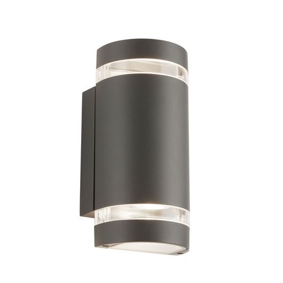 Sheffield Outdoor 2Lt Wall Light - Grey, Glass &amp; Polycarb