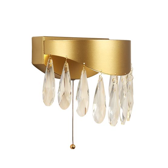 Jewel 2Lt Wall Light - Gold Metal &amp; Crystal