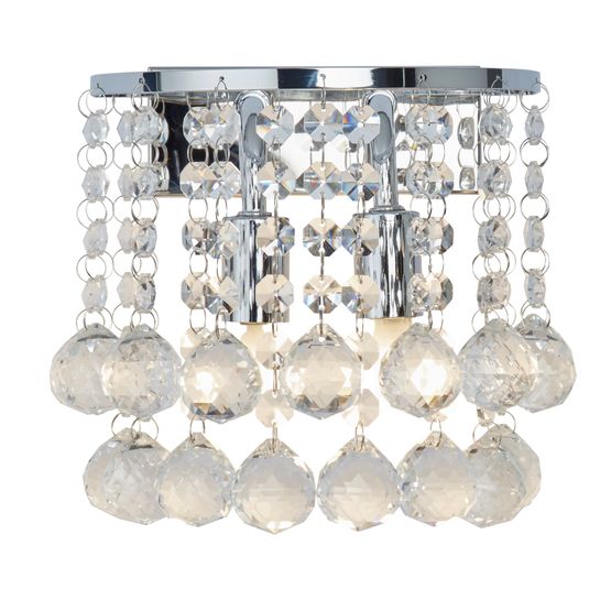 Hanna 2Lt Wall Light - Chrome Metal &amp; Clear Crystal