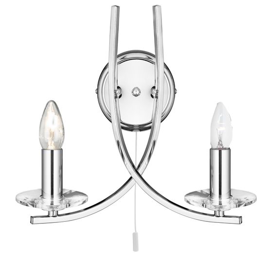 Ascona 2Lt Wall Light - Chrome Metal &amp; Glass