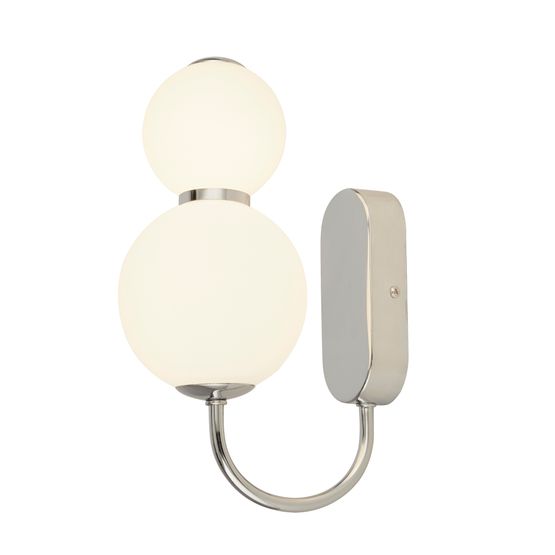 Snowball 2Lt Wall Light - Chrome Metal &amp; Opal Glass