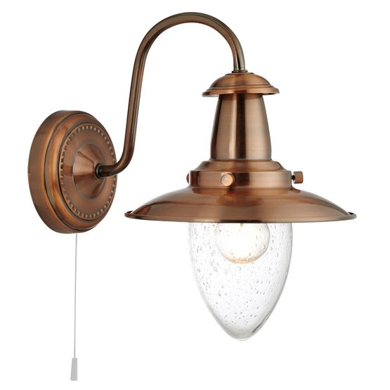 Fisherman Ii Wall Light - Copper Metal &amp; Clear Seeded Glass