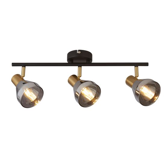 Westminster 3Lt Spot-Black, Satin Brass Metal &amp; Smoked Glass