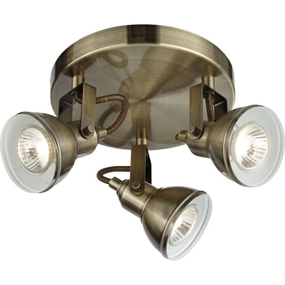 Focus 3Lt Round Spotlight - Antique Brass Metal