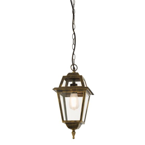 New Orleans Pendant Lantern, Black Gold &amp; Glass,IP44