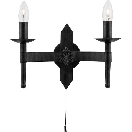 Cartwheel II 2Lt Wall Light - Black Wrought Iron
