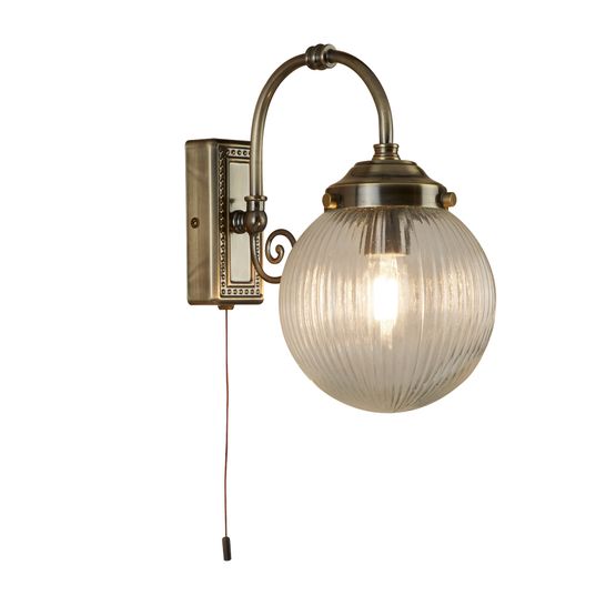 Belvue Wall Light - Antique Brass Metal &amp; Clear Glass