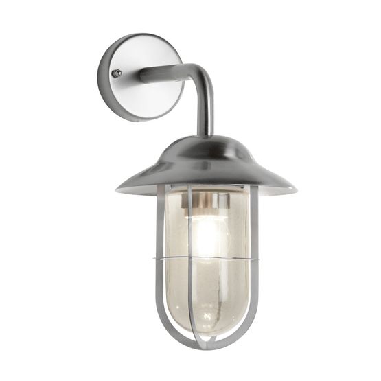 Toronto Outdoor Wall Light- Satin Silver Metal &amp; Clear Glass