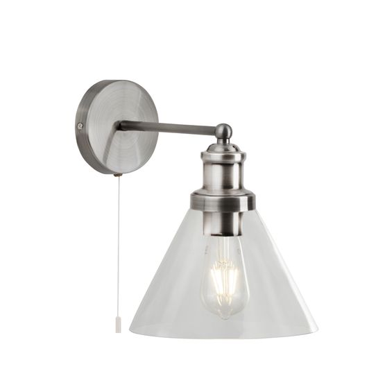 Pyramid Wall Light - Satin Silver &amp; Glass Shades