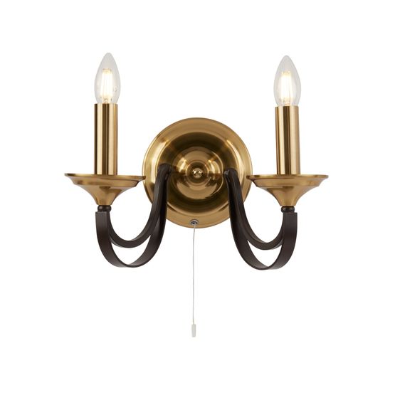 Belfry 2Lt Wall Light - Dark Bronze &amp; Brown Metal