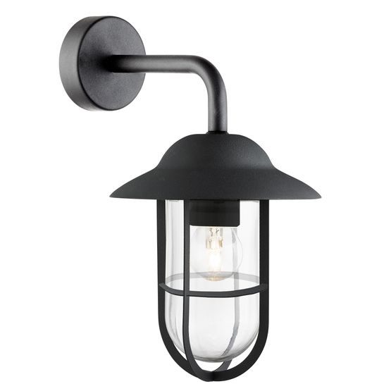 Toronto Outdoor Wall Light - Black Metal &amp; Clear Glass