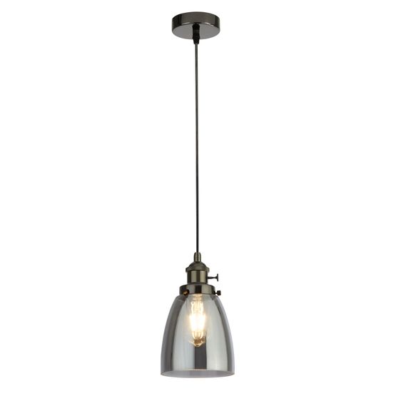 Camden Pendant - Black Chrome Metal &amp; Smoked Glass