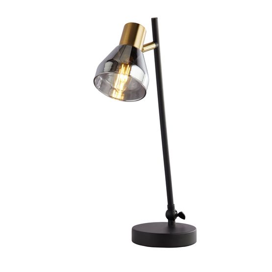 Westminster Table Lamp - Black, Satin Brass Metal &amp; Smoked