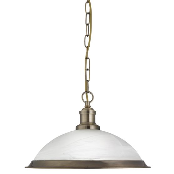 Bistro Pendant - Antique Brass Metal &amp; Acid Glass