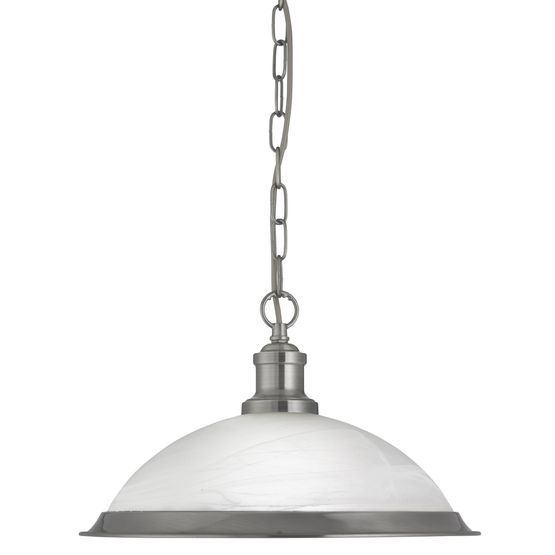Bistro Pendant - Satin Silver Metal &amp; Acid Glass