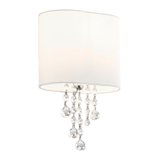Nina Wall Light - Chrome, Crystal &amp; Fabric Shade